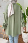Kolu Büzgü Bağcıklı Gömlek 2202 - ÇAĞLA YEŞİLİ