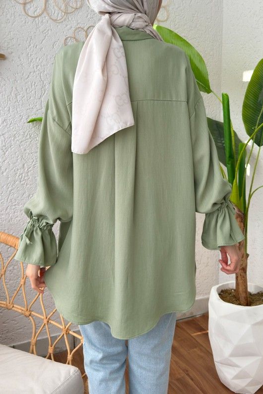 Kolu Büzgü Bağcıklı Gömlek 2202 - ÇAĞLA YEŞİLİ