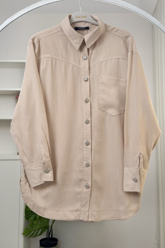 Basic Oversize Gömlek 2203 - BEJ