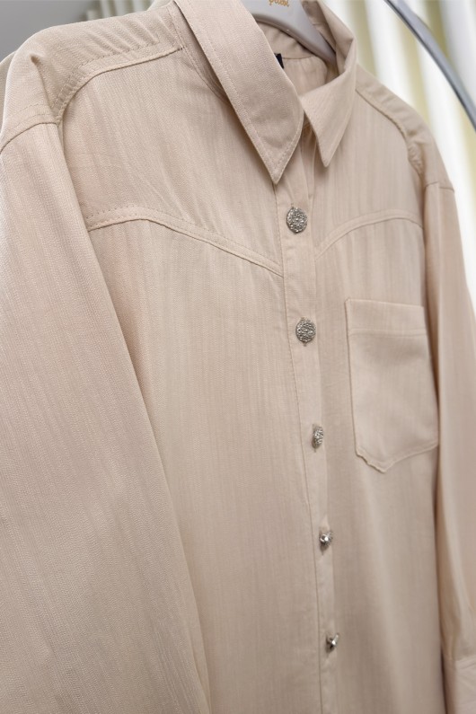 Basic Oversize Gömlek 2203 - BEJ