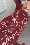 Nakışlı Balon Kol Tunik 2204 - BORDO