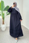 Fisto Detaylı Tesettür Elbise 2207 - LACİVERT Fisto Detaylı Tesettür Elbise 2207 - LACİVERT