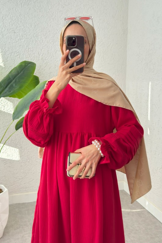 Fisto Detaylı Tesettür Elbise 2207 - NAR