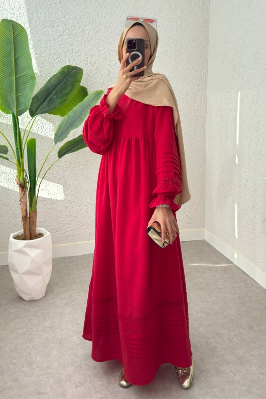 Fisto Detaylı Tesettür Elbise 2207 - NAR