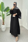 Fisto Detaylı Tesettür Elbise 2207 - SİYAH