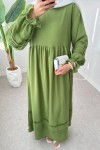 Fisto Detaylı Tesettür Elbise 2207 - YEŞİL