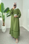 Fisto Detaylı Tesettür Elbise 2207 - YEŞİL