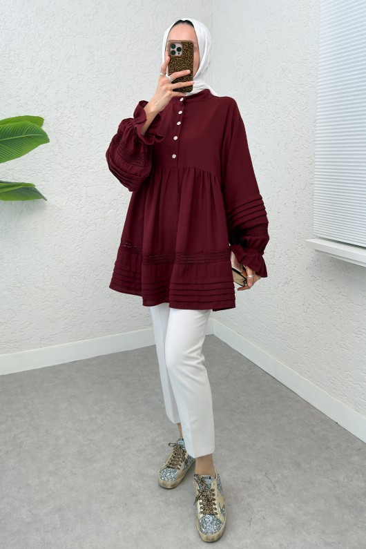 Fisto Detaylı Tunik 2208 - BORDO