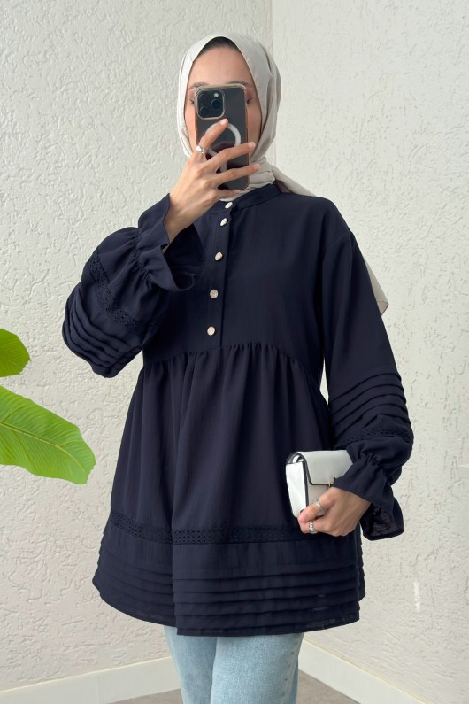 Fisto Detaylı Tunik 2208 - LACİVERT