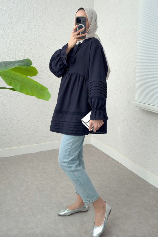 Fisto Detaylı Tunik 2208 - LACİVERT