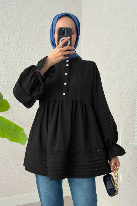 Fisto Detaylı Tunik 2208 - SİYAH Fisto Detaylı Tunik 2208 - SİYAH