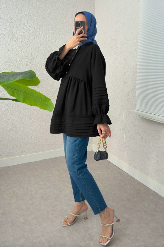 Fisto Detaylı Tunik 2208 - SİYAH Fisto Detaylı Tunik 2208 - SİYAH