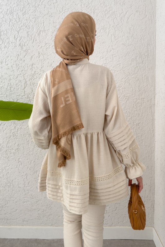 Fisto Detaylı Tunik 2208 - TAŞ RENGİ