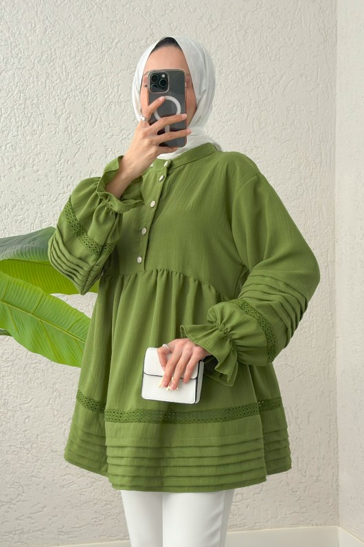 Fisto Detaylı Tunik 2208 - YEŞİL
