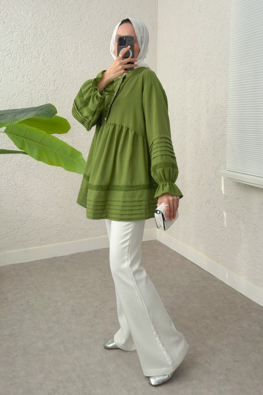 Fisto Detaylı Tunik 2208 - YEŞİL
