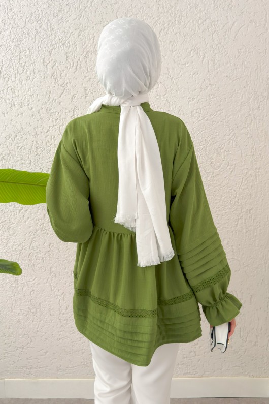 Fisto Detaylı Tunik 2208 - YEŞİL