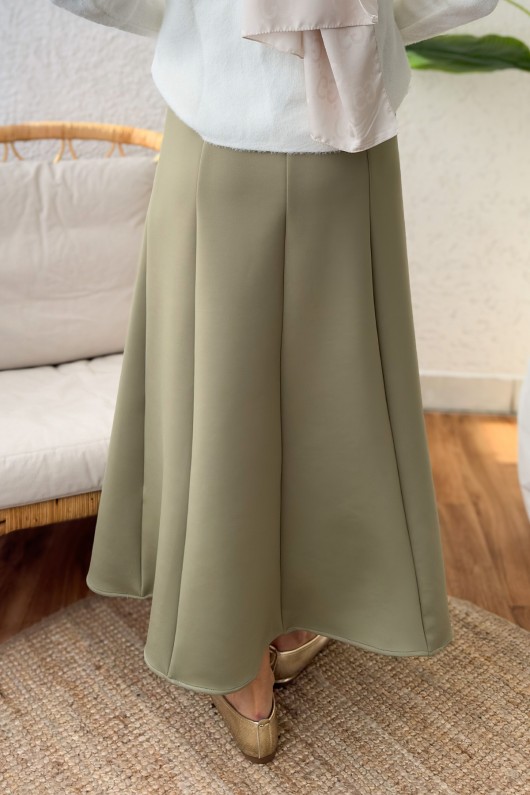 Parçalı Scuba Etek 2209 - AÇIK HAKİ