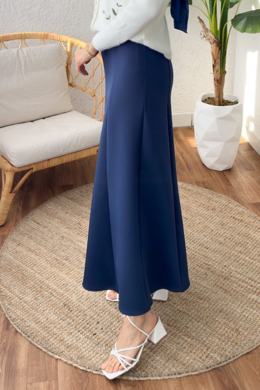 Parçalı Scuba Etek 2209 - LACİVERT