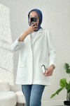 Tek Düğmeli Blazer Ceket 2210 - BEYAZ