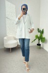 Tek Düğmeli Blazer Ceket 2210 - BEYAZ