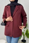 Tek Düğmeli Blazer Ceket 2210 - BORDO