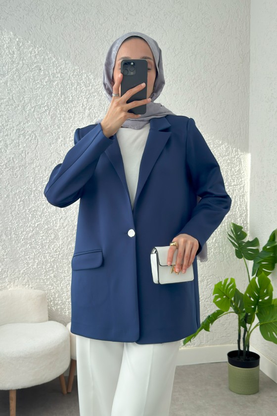 Tek Düğmeli Blazer Ceket 2210 - LACİVERT