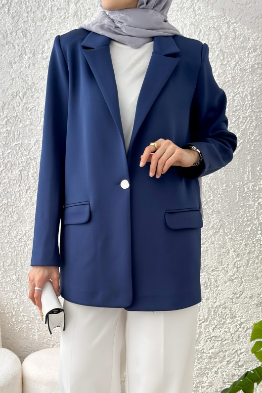 Tek Düğmeli Blazer Ceket 2210 - LACİVERT