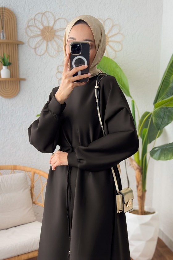 Elegance Scuba Elbise 2211 - ACI KAHVE