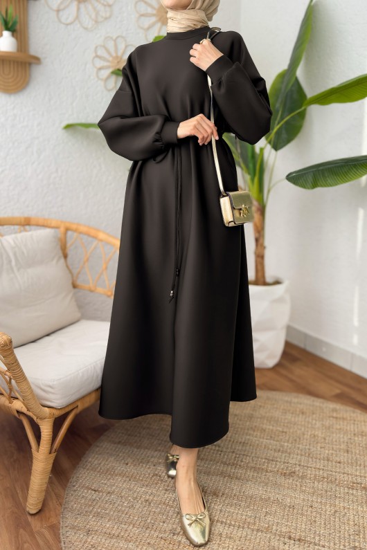 Elegance Scuba Elbise 2211 - ACI KAHVE