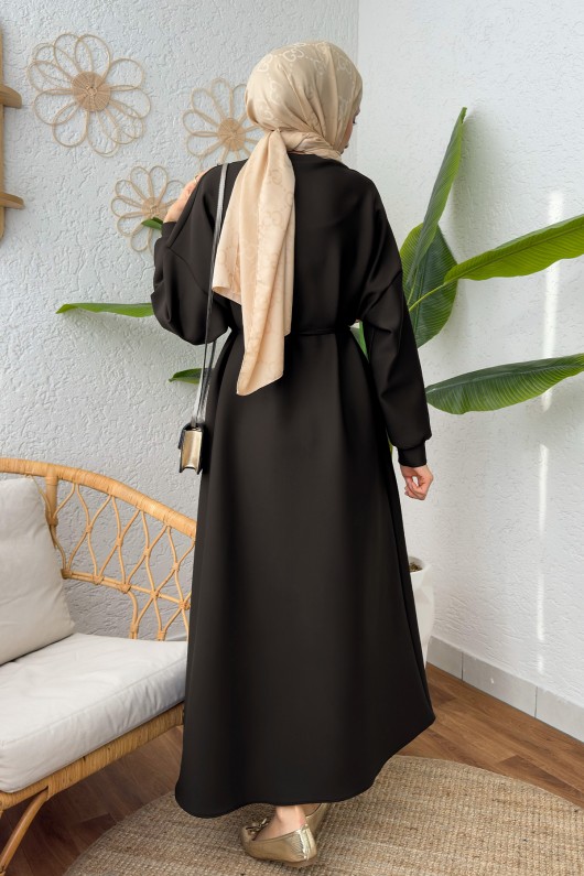 Elegance Scuba Elbise 2211 - ACI KAHVE