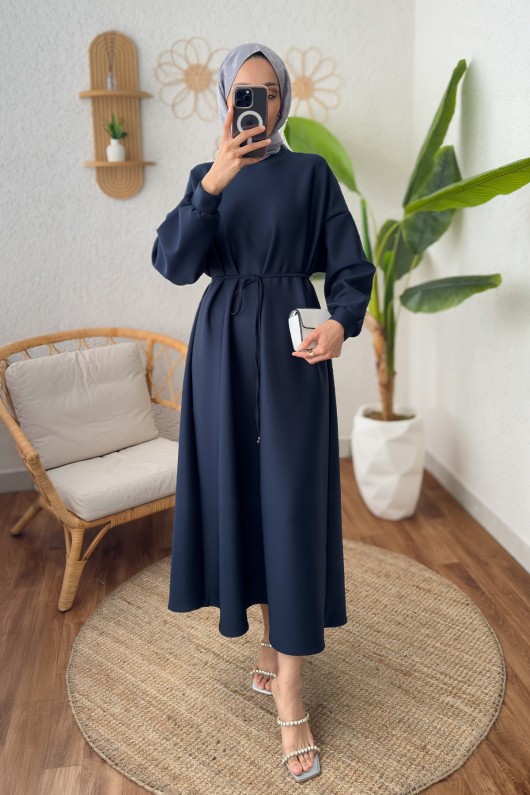 Elegance Scuba Elbise 2211 - LACİVERT