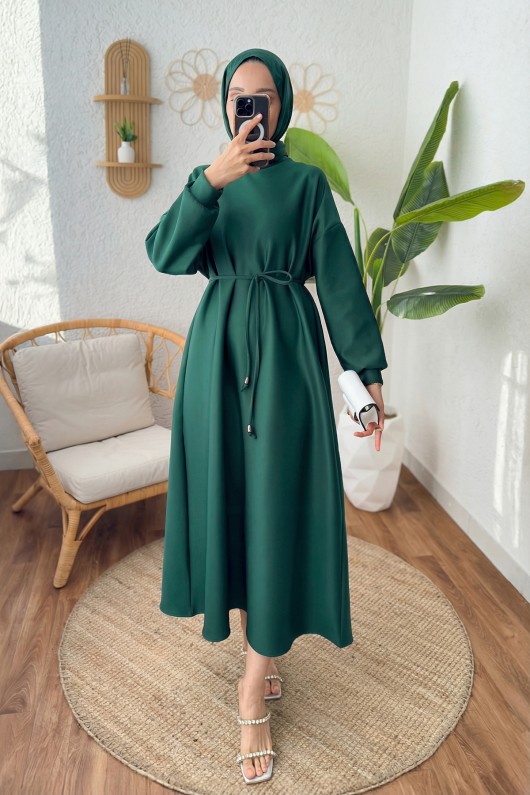 Elegance Scuba Elbise 2211 - ZÜMRÜT YEŞİLİ