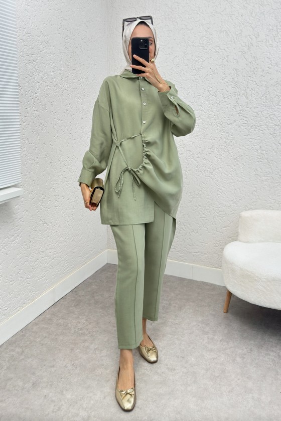 Etek Ucu Büzgülü Takım 2212 - MİNT YEŞİLİ