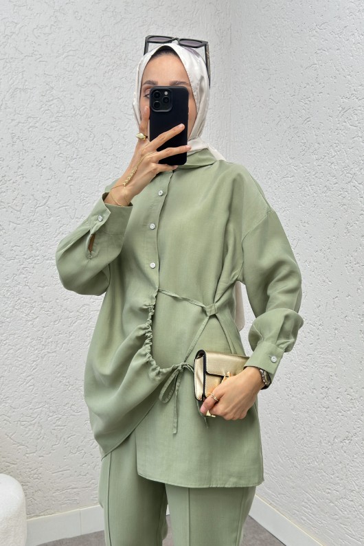 Etek Ucu Büzgülü Takım 2212 - MİNT YEŞİLİ