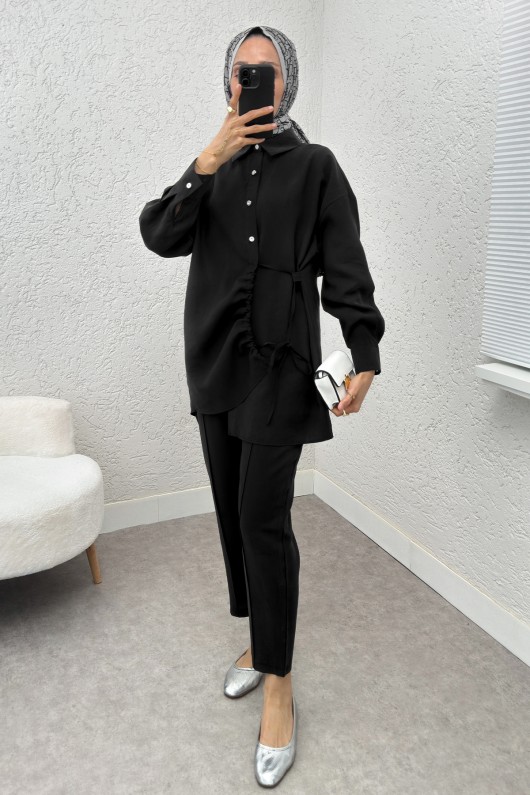 Etek Ucu Büzgülü Takım 2212 - SİYAH