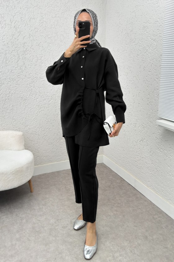 Etek Ucu Büzgülü Takım 2212 - SİYAH