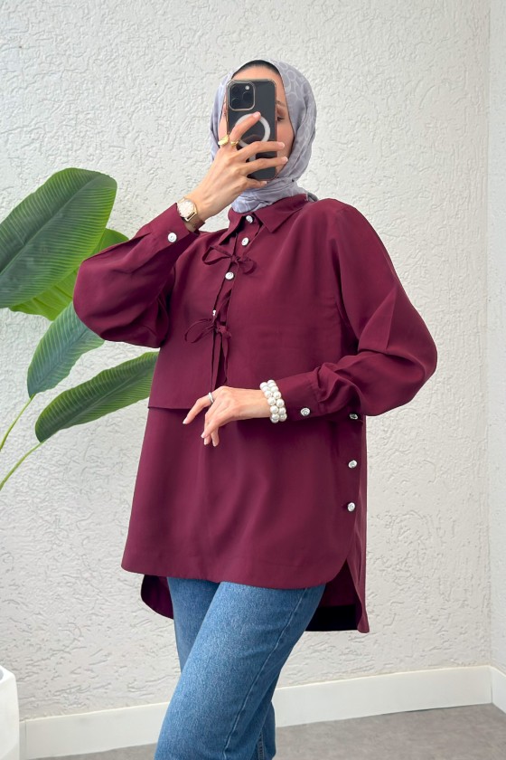 Bolero Detaylı Tunik 2213 - BORDO