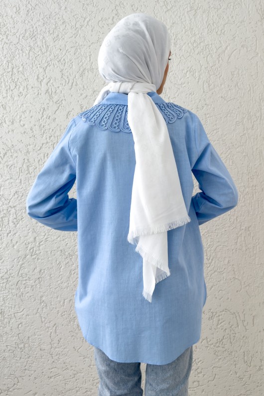 Yakalık Detaylı Gömlek 2214 - BEBE MAVİSİ