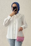 Yakalık Detaylı Gömlek 2214 - BEYAZ