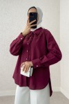 Yakalık Detaylı Gömlek 2214 - BORDO