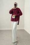 Yakalık Detaylı Gömlek 2214 - BORDO