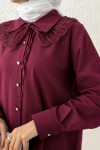 Yakalık Detaylı Gömlek 2214 - BORDO