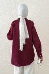 Yakalık Detaylı Gömlek 2214 - BORDO