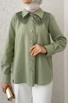 Yakalık Detaylı Gömlek 2214 - MİNT YEŞİLİ