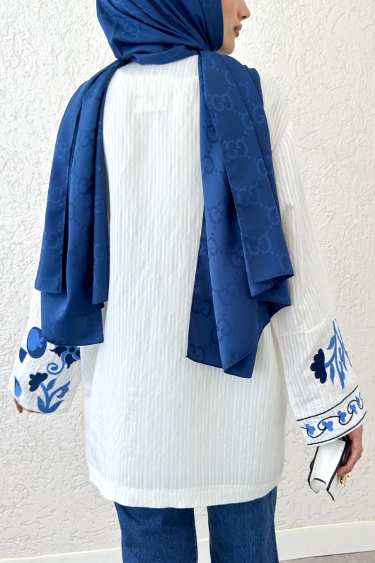 Kolu Nakışlı Kimono 2216 - BEYAZ