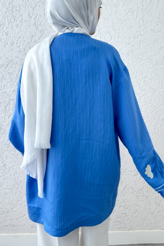 Kolu Nakışlı Kimono 2216 - MAVİ