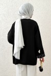 Kolu Nakışlı Kimono 2216 - SİYAH