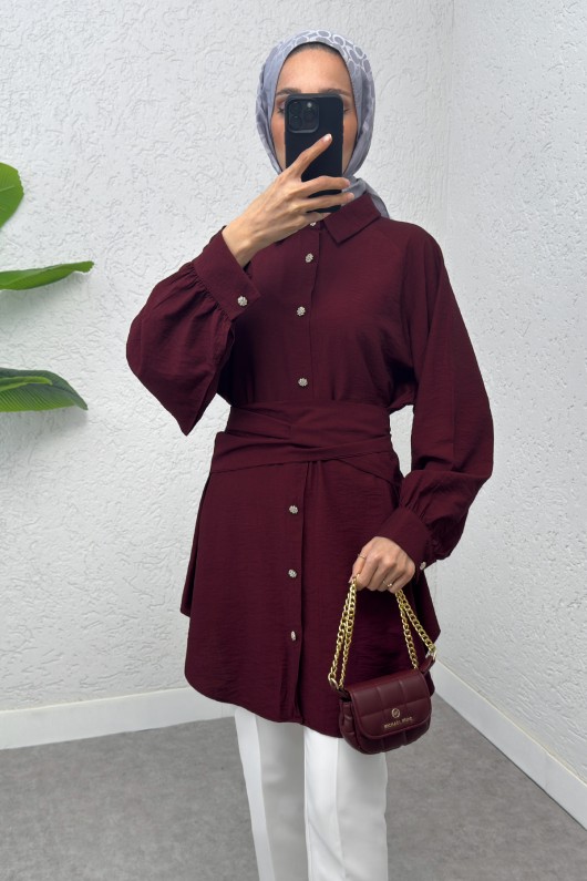 Entegre Kuşaklı Tunik 2217 - BORDO