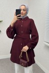Entegre Kuşaklı Tunik 2217 - BORDO