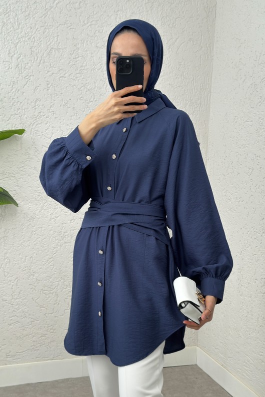 Entegre Kuşaklı Tunik 2217 - LACİVERT